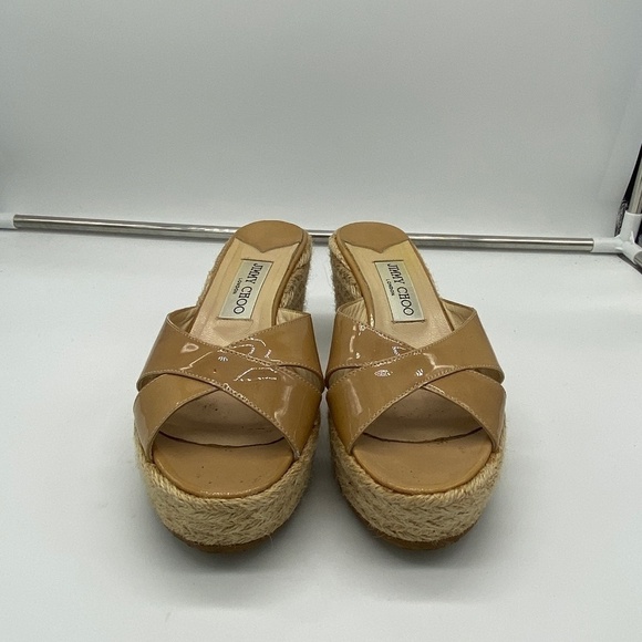 Jimmy Choo Nude Patent leather Paisley Wedge - 37/7 - Picture 4 of 8